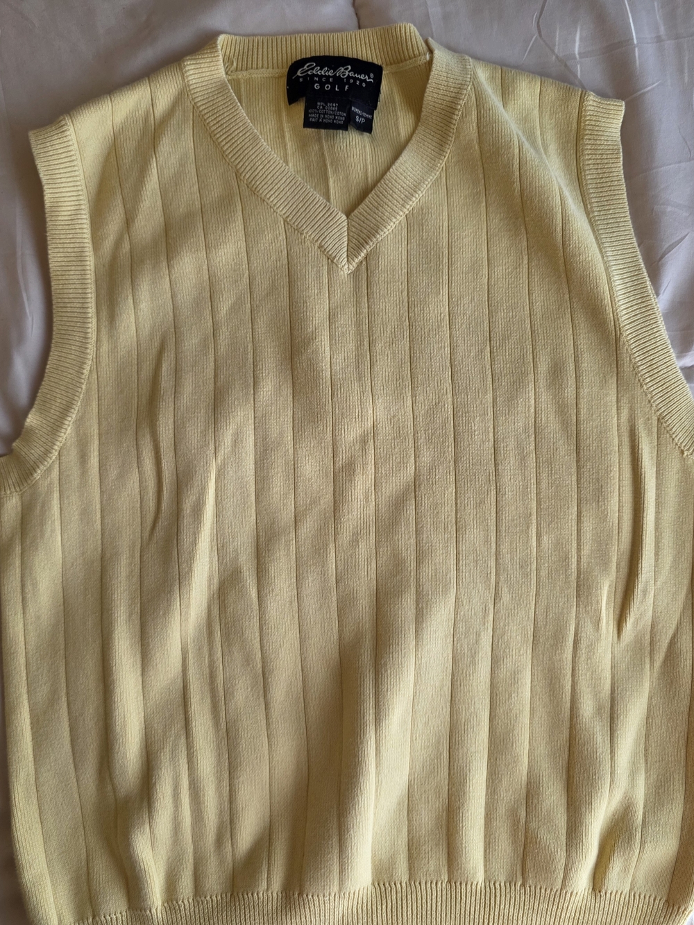 Eddie Bauer Yellow Ribbed V-Neck Sweater Vest